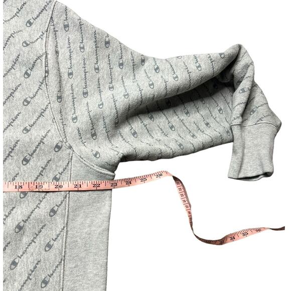 Champion Reverse Weave Gray All over spell out print Crewneck Size large - Picture 5 of 9